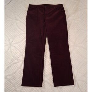 Talbots Women 14P Corduroy Straight Leg Pant Burgundy Wine Cotton Stretch Petite